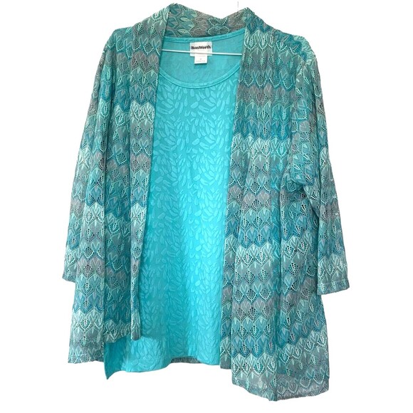 Vintage BonWorth 2-Pc Set Knit Pullover and Lace Jacket LP Y2K 90s Cottagecore - Picture 1 of 8